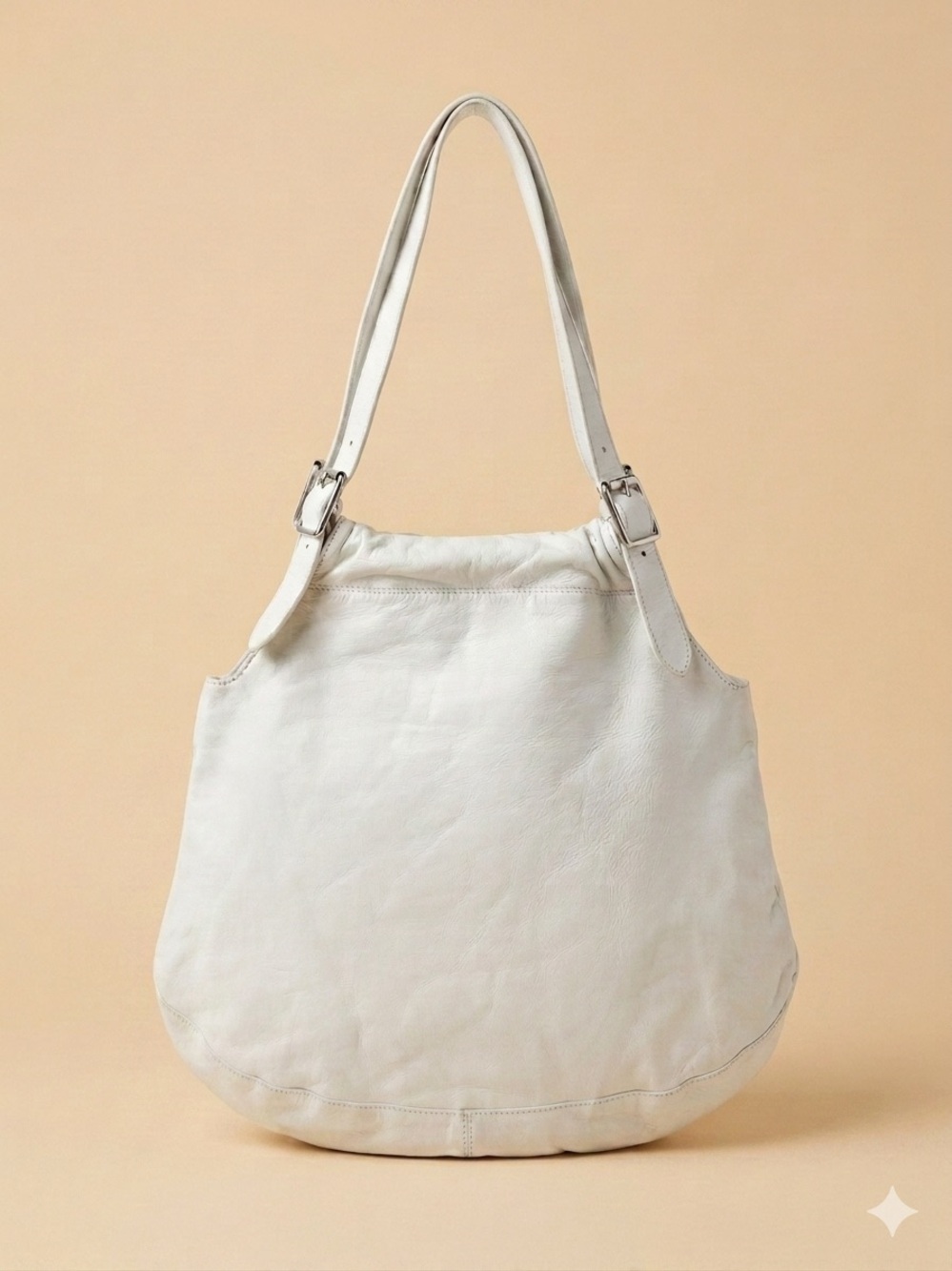 🤍 Anteprima Milano White Soft Italian Leather Slouchy Hobo Shoulder Bag Boho Y2K